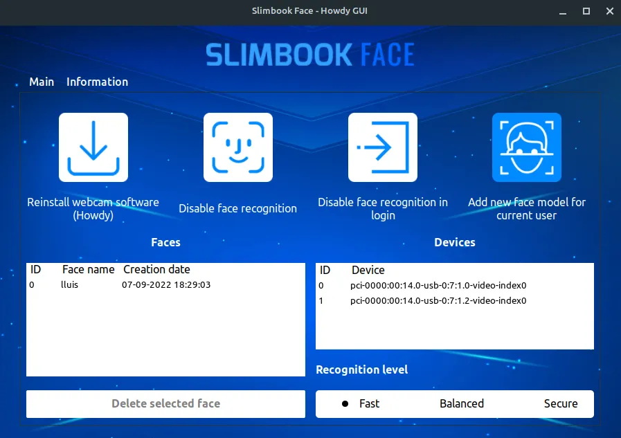 Slimbook Face tool