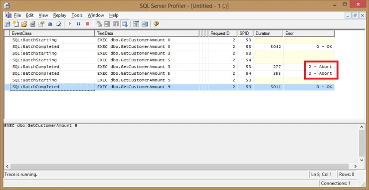 SQL Profiler template preview